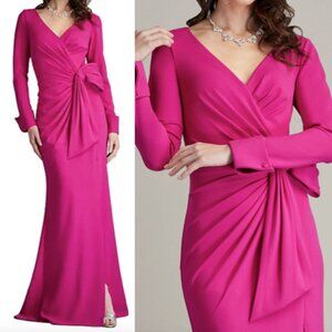 NWT TADASHI SHOJI Weldon Draped Half Bow Gown Dress BOS24469L lotus pink size S
